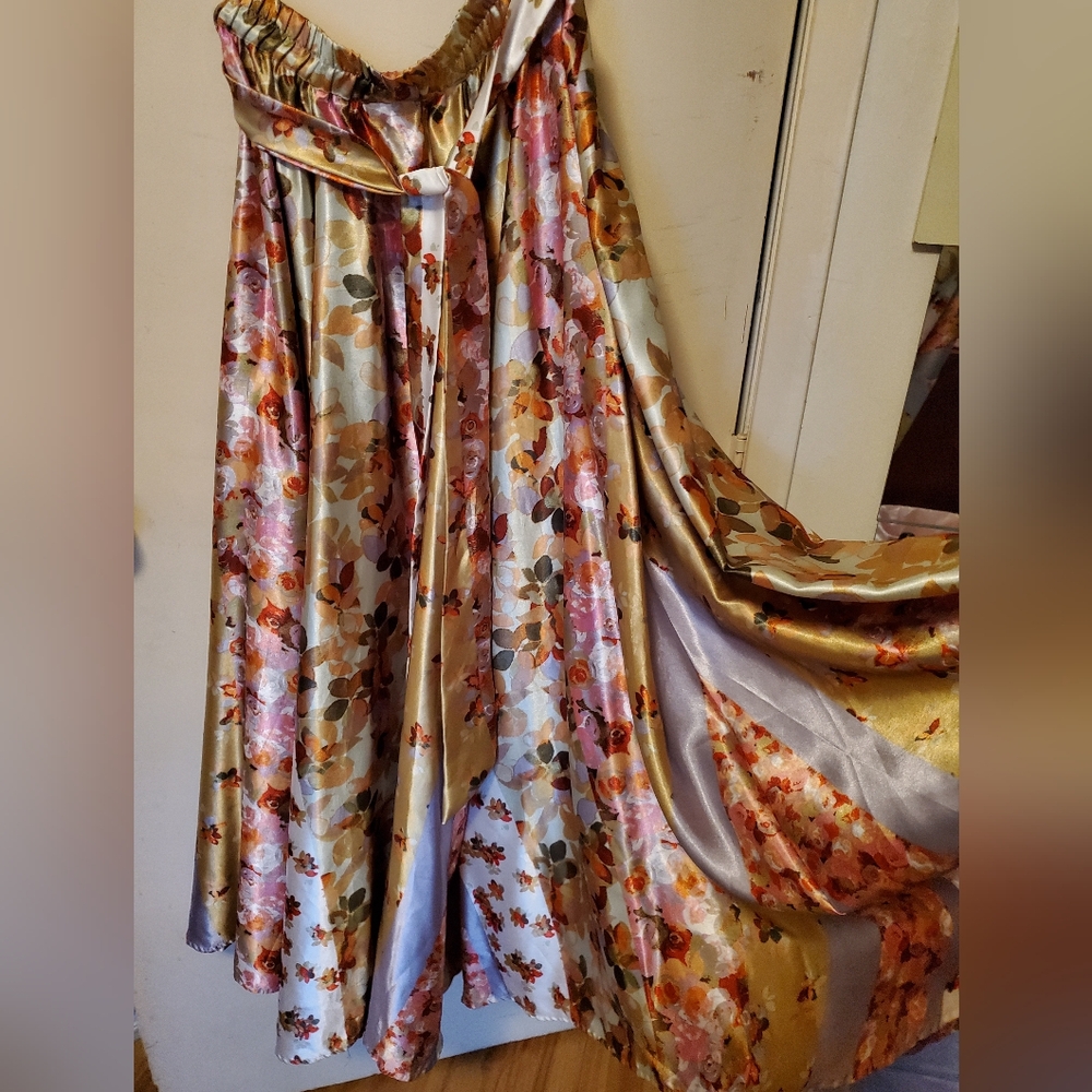 Floral Satin A-Line Skirt